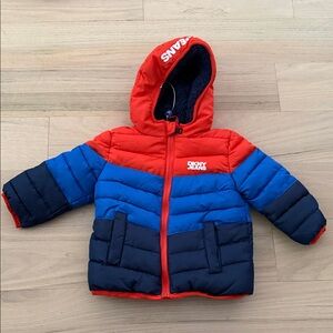 DKNY Kids Red and Blue Puffer Jacket